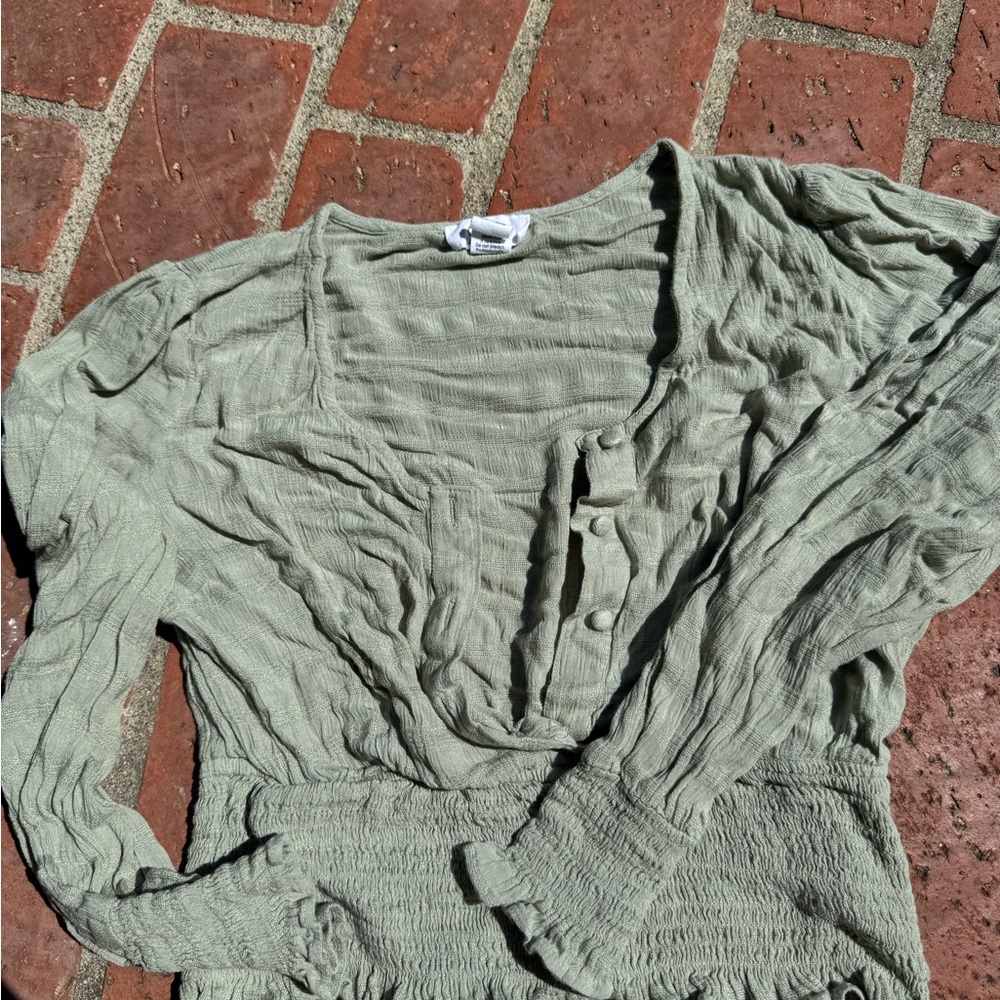 Japna Sage Green Textured Blouse